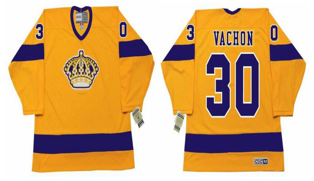 2019 Men Los Angeles Kings 30 Vachon Yellow CCM NHL jerseys
